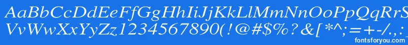 XeroxSerifWideItalic Font – White Fonts on Blue Background
