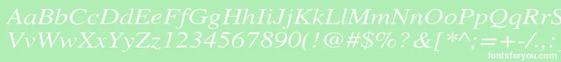 Шрифт XeroxSerifWideItalic – белые шрифты на зелёном фоне