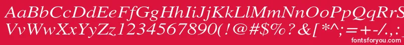 XeroxSerifWideItalic-fontti – valkoiset fontit punaisella taustalla