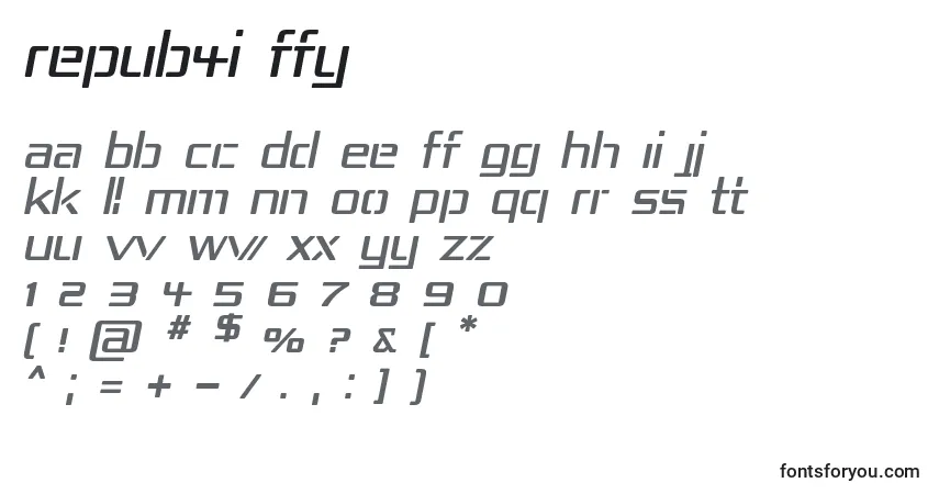 A fonte Repub4i ffy – alfabeto, números, caracteres especiais