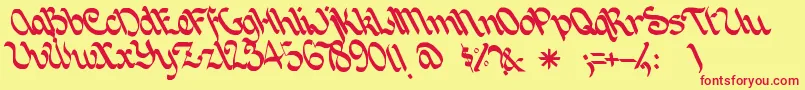 フォントJoincaz – 赤い文字の黄色い背景