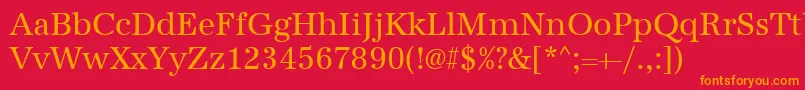 フォントUrwantiquatnar – 赤い背景にオレンジの文字