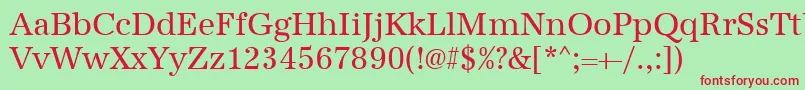 Czcionka Urwantiquatnar – czerwone czcionki na zielonym tle