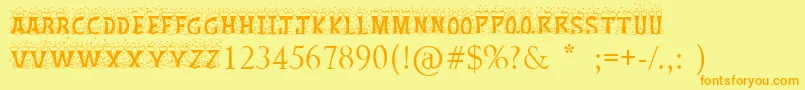 フォントChristmasSnow – オレンジの文字が黄色の背景にあります。