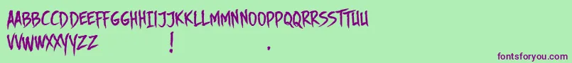 DhfStoryBrush Font – Purple Fonts on Green Background