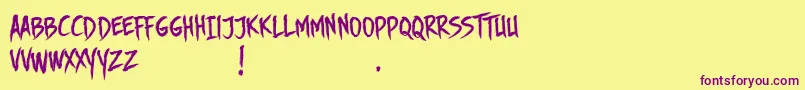 DhfStoryBrush Font – Purple Fonts on Yellow Background