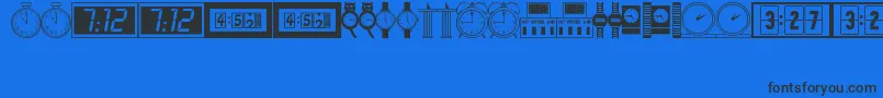 TimePiecesJl-Schriftart – Schwarze Schriften auf blauem Hintergrund