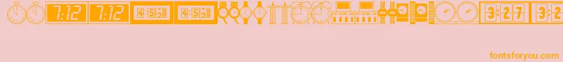 TimePiecesJl-Schriftart – Orangefarbene Schriften auf rosa Hintergrund