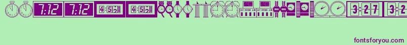 TimePiecesJl-Schriftart – Violette Schriften auf grünem Hintergrund