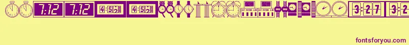 TimePiecesJl Font – Purple Fonts on Yellow Background