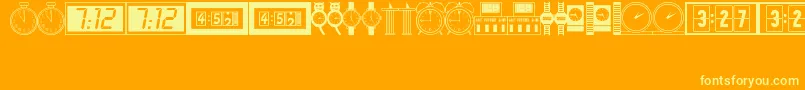 TimePiecesJl-Schriftart – Gelbe Schriften auf orangefarbenem Hintergrund