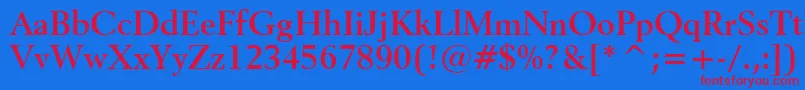 Revival565BoldBt-Schriftart – Rote Schriften auf blauem Hintergrund