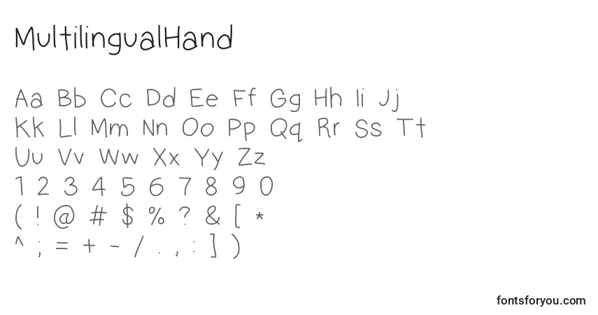 Czcionka MultilingualHand – alfabet, cyfry, specjalne znaki