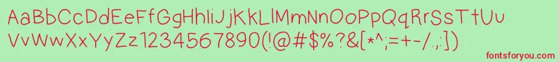 MultilingualHand Font – Red Fonts on Green Background