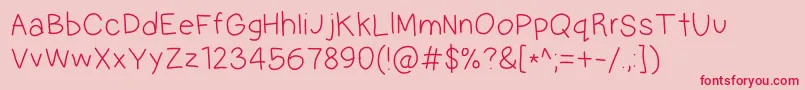 MultilingualHand-Schriftart – Rote Schriften auf rosa Hintergrund
