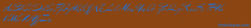 BluelminBenedict-Schriftart – Blaue Schriften auf braunem Hintergrund