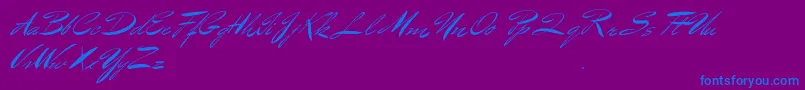 BluelminBenedict-Schriftart – Blaue Schriften auf violettem Hintergrund