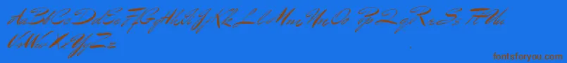 BluelminBenedict-Schriftart – Braune Schriften auf blauem Hintergrund