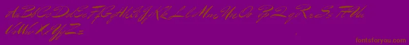 BluelminBenedict-Schriftart – Braune Schriften auf violettem Hintergrund