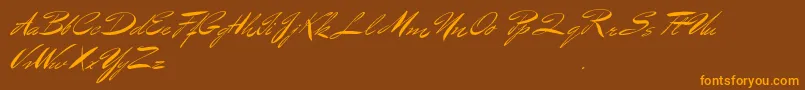 BluelminBenedict Font – Orange Fonts on Brown Background