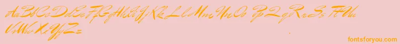 BluelminBenedict-Schriftart – Orangefarbene Schriften auf rosa Hintergrund