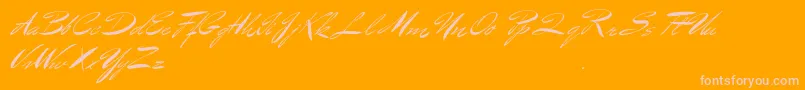 BluelminBenedict-Schriftart – Rosa Schriften auf orangefarbenem Hintergrund