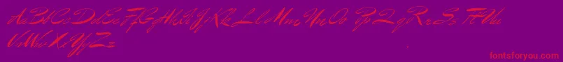 BluelminBenedict-Schriftart – Rote Schriften auf violettem Hintergrund