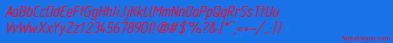 GostTypeABoldItalic Font – Red Fonts on Blue Background