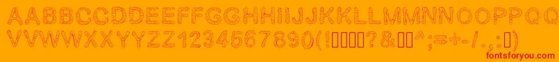 Gelstripped-Schriftart – Rote Schriften auf orangefarbenem Hintergrund