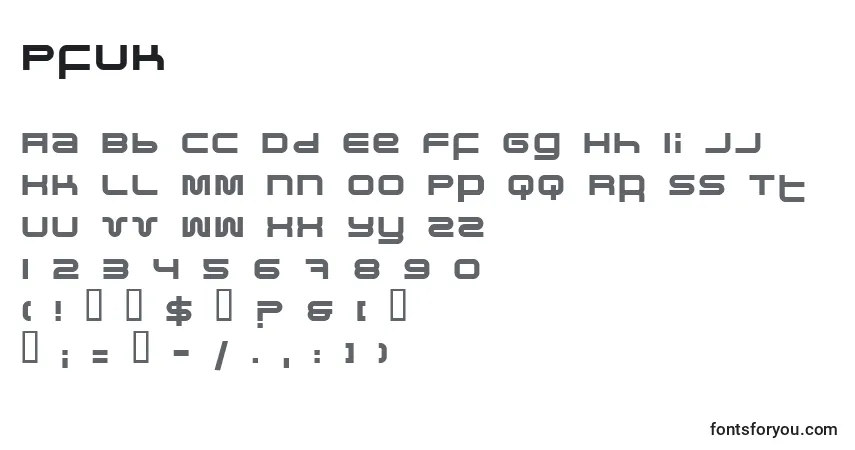 Schriftart Pfuk – Alphabet, Zahlen, spezielle Symbole
