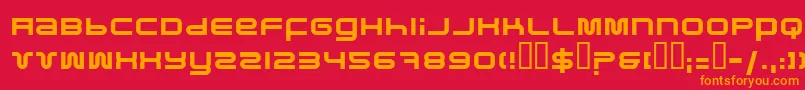 フォントPfuk – 赤い背景にオレンジの文字