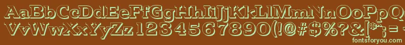 フォントPenthouseshadowBold – 緑色の文字が茶色の背景にあります。
