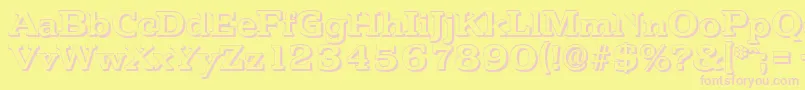 PenthouseshadowBold-fontti – vaaleanpunaiset fontit keltaisella taustalla