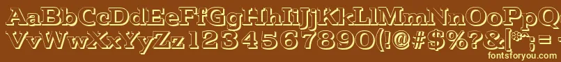 PenthouseshadowBold-fontti – keltaiset fontit ruskealla taustalla