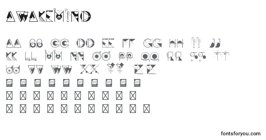 A fonte Awakemind – alfabeto, números, caracteres especiais