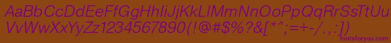 PragmaticaLightOblique Font – Purple Fonts on Brown Background
