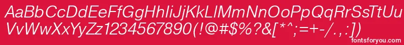 PragmaticaLightOblique Font – White Fonts on Red Background