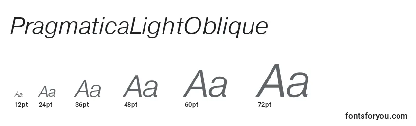 Размеры шрифта PragmaticaLightOblique