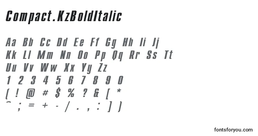Police Compact.KzBoldItalic - Alphabet, Chiffres, Caractères Spéciaux
