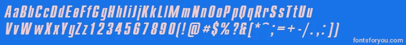 Compact.KzBoldItalic Font – Pink Fonts on Blue Background