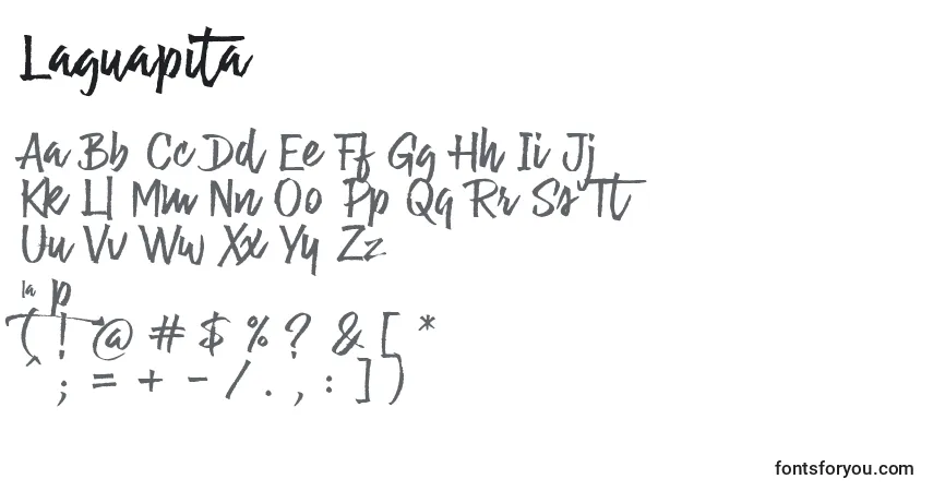 Czcionka Laguapita – alfabet, cyfry, specjalne znaki