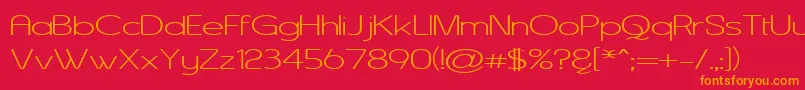 フォントAsenineWide – 赤い背景にオレンジの文字