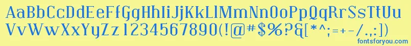 フォントCoving09 – 青い文字が黄色の背景にあります。