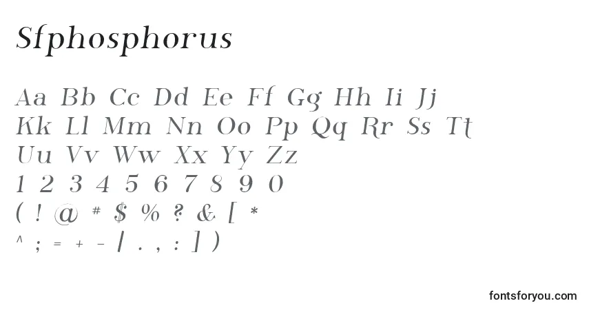 Шрифт Sfphosphorus – алфавит, цифры, специальные символы