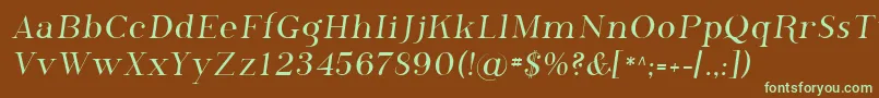 フォントSfphosphorus – 緑色の文字が茶色の背景にあります。