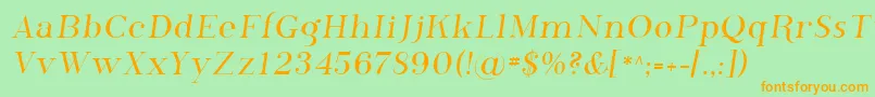 フォントSfphosphorus – オレンジの文字が緑の背景にあります。