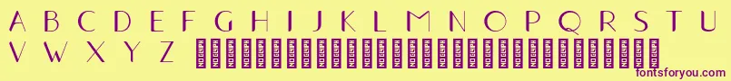 Traho2Regular-fontti – violetit fontit keltaisella taustalla