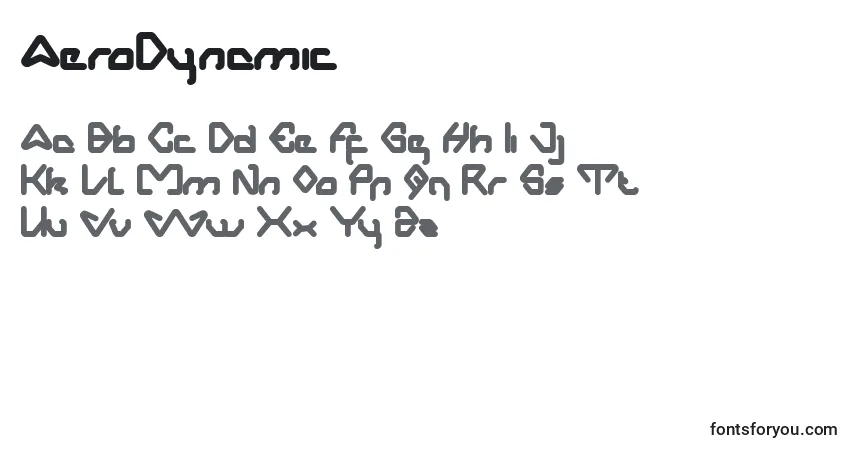 AeroDynamic Font – alphabet, numbers, special characters