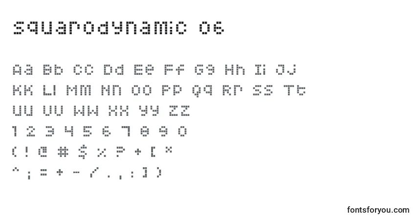 Squarodynamic 06-fontti – aakkoset, numerot, erikoismerkit