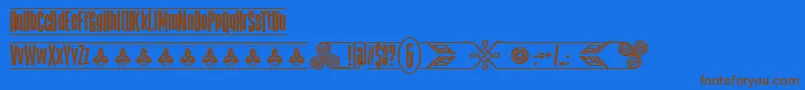 フォントTheTribalBoxDemoFontFfp – 茶色の文字が青い背景にあります。